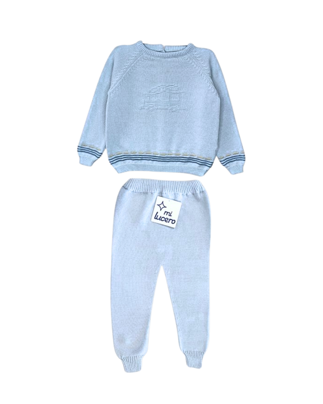 Mi Lucero Sweater Jogger Set - Light Blue Train