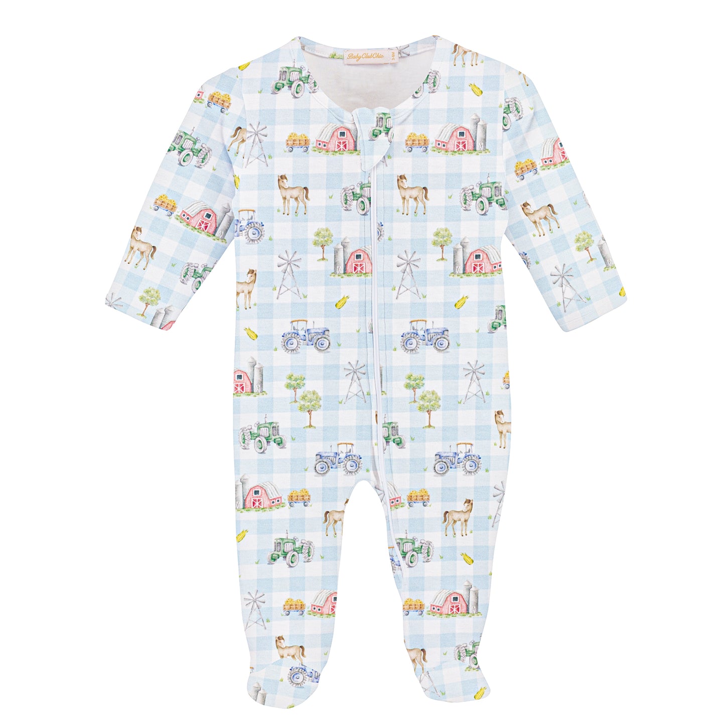 Tiny Barnyard Pima - Zipped Footie