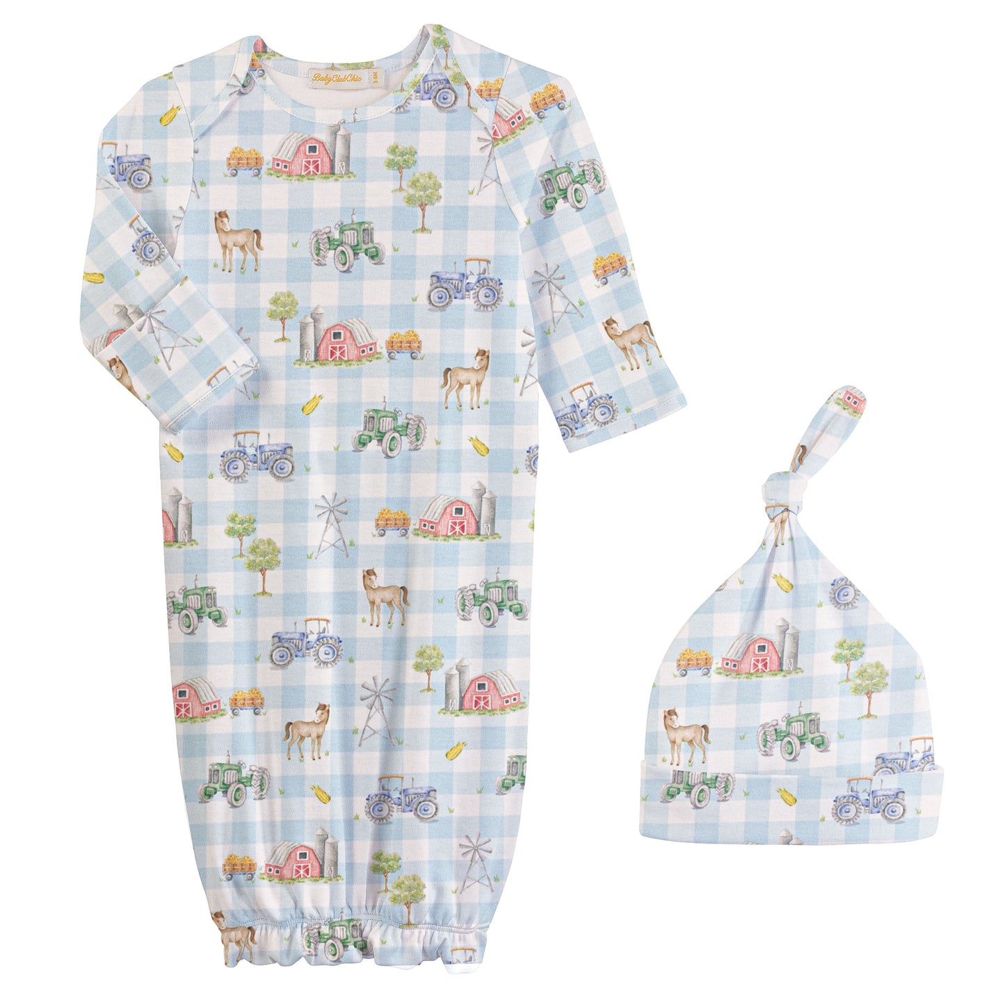 Tiny Barnyard Pima - Gown and Hat Set
