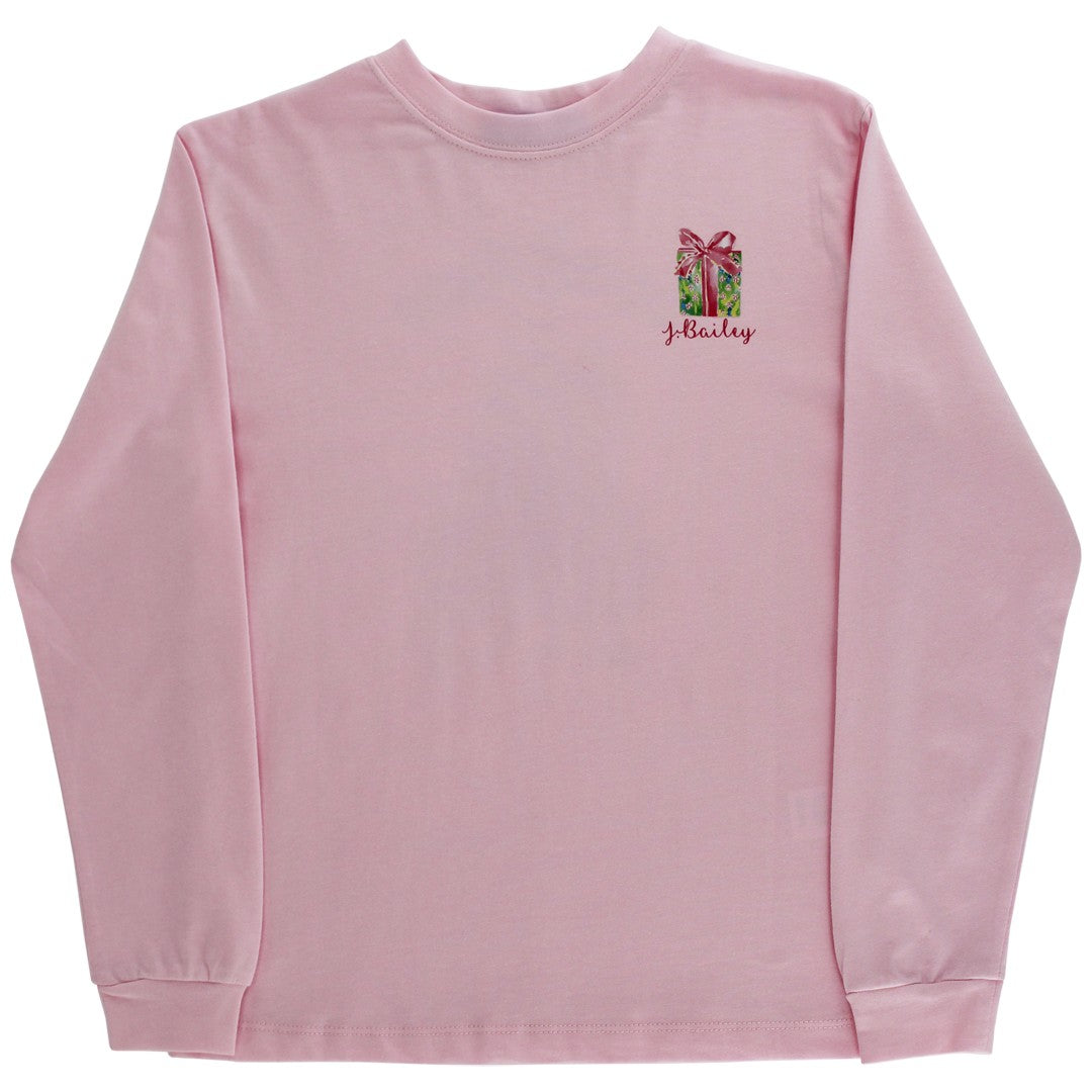 Girls Logo Tee - Santa Tree on Pink