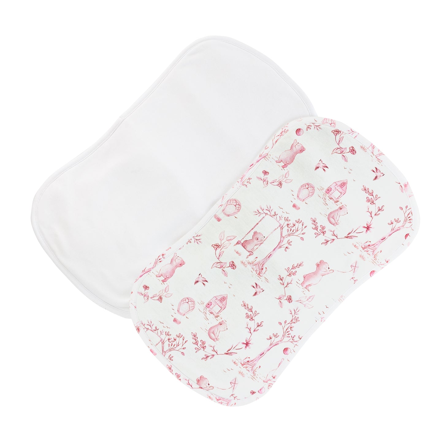 Toile de Jouy Printed Burp Cloth Set - Pink