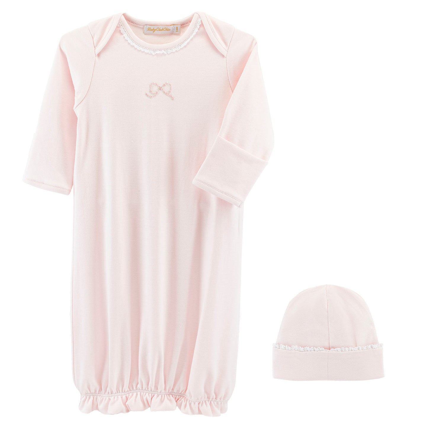 Pretty Bows Pima Infant Gown And Hat Set
