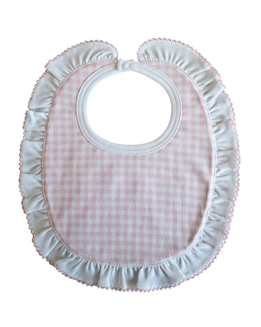 Pima Cotton Bib - Pink Check Ruffle