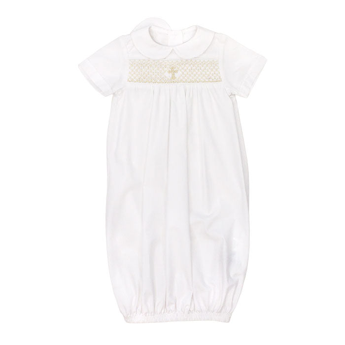 Ivory Christening - Boys Smocked Sac, One Size