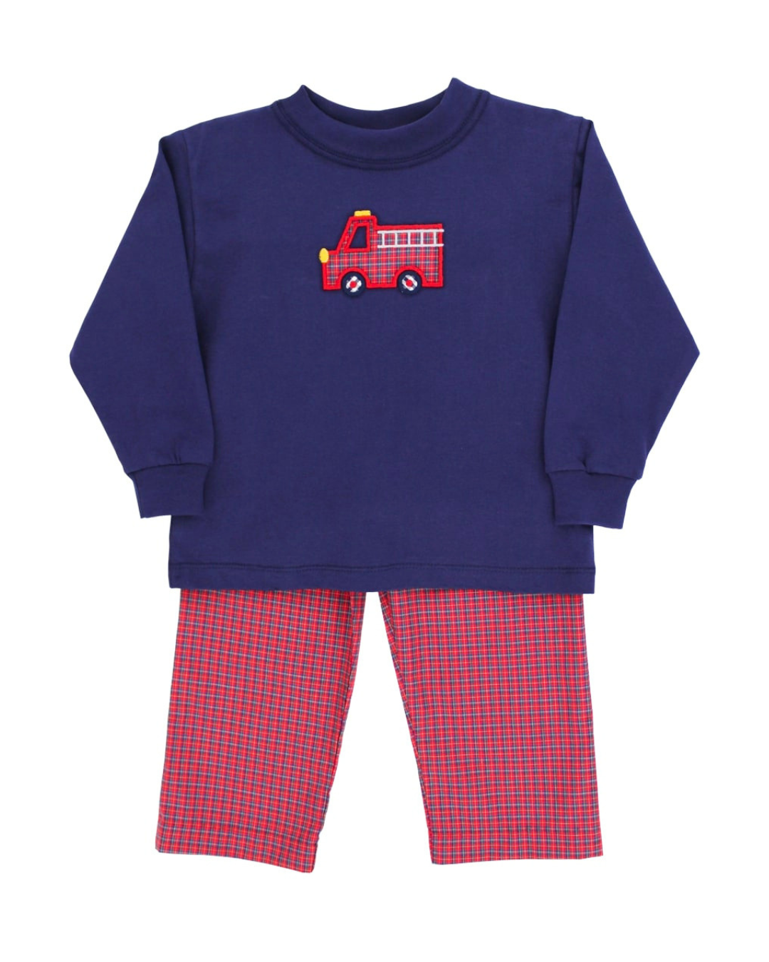 Little Plaid Firetruck - Pant Set