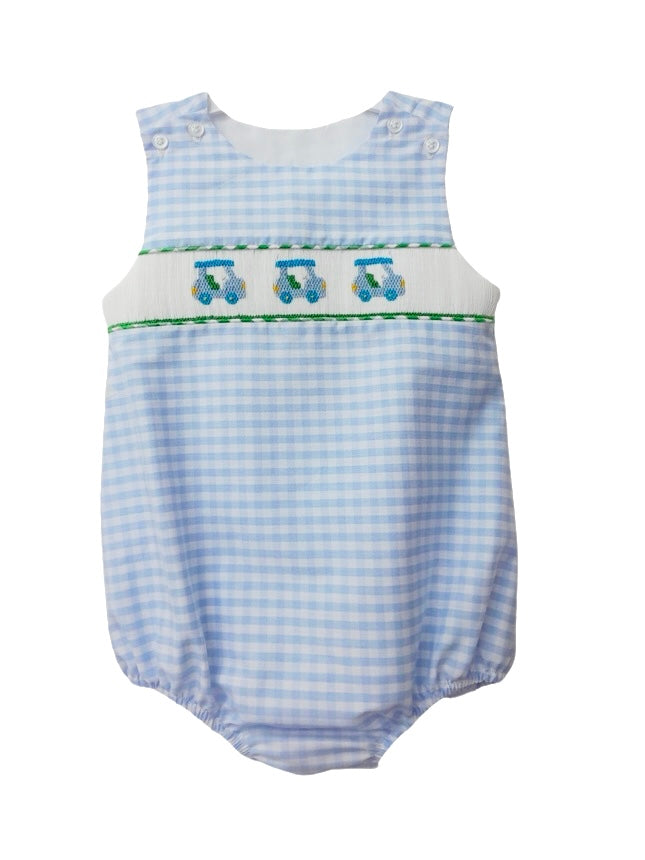 Smocked Golf Blue Gingham Bubble