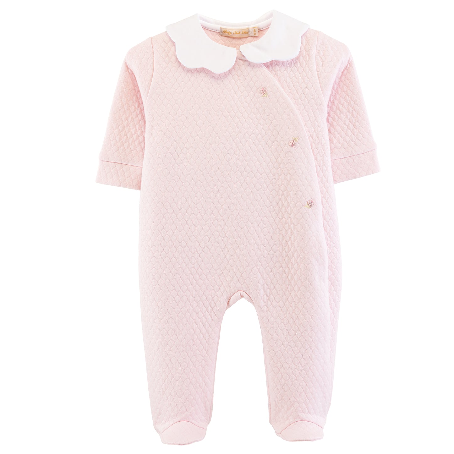 Rose Buds Pima Jacquard - Footie w/Scalloped Collar