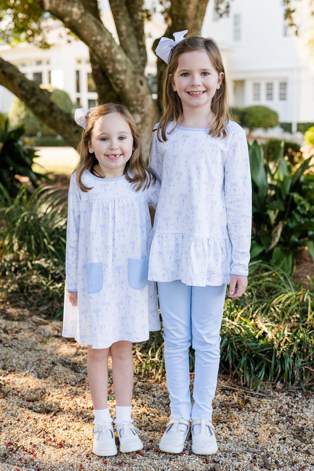 Blue Bows Knit - Peggie Peplum Legging Set