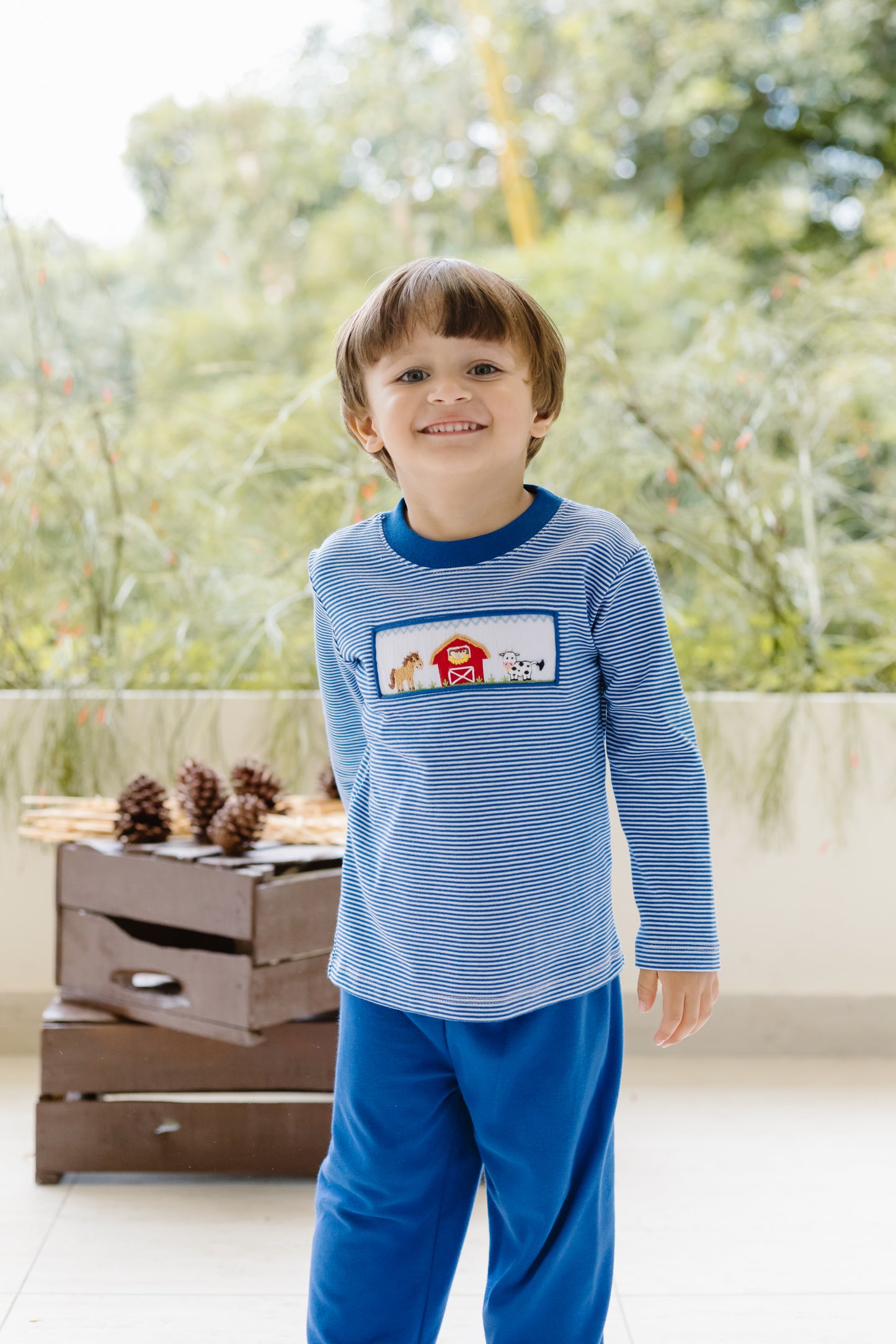 Farm Smocked Bitty Stripe Knit - Pant Set