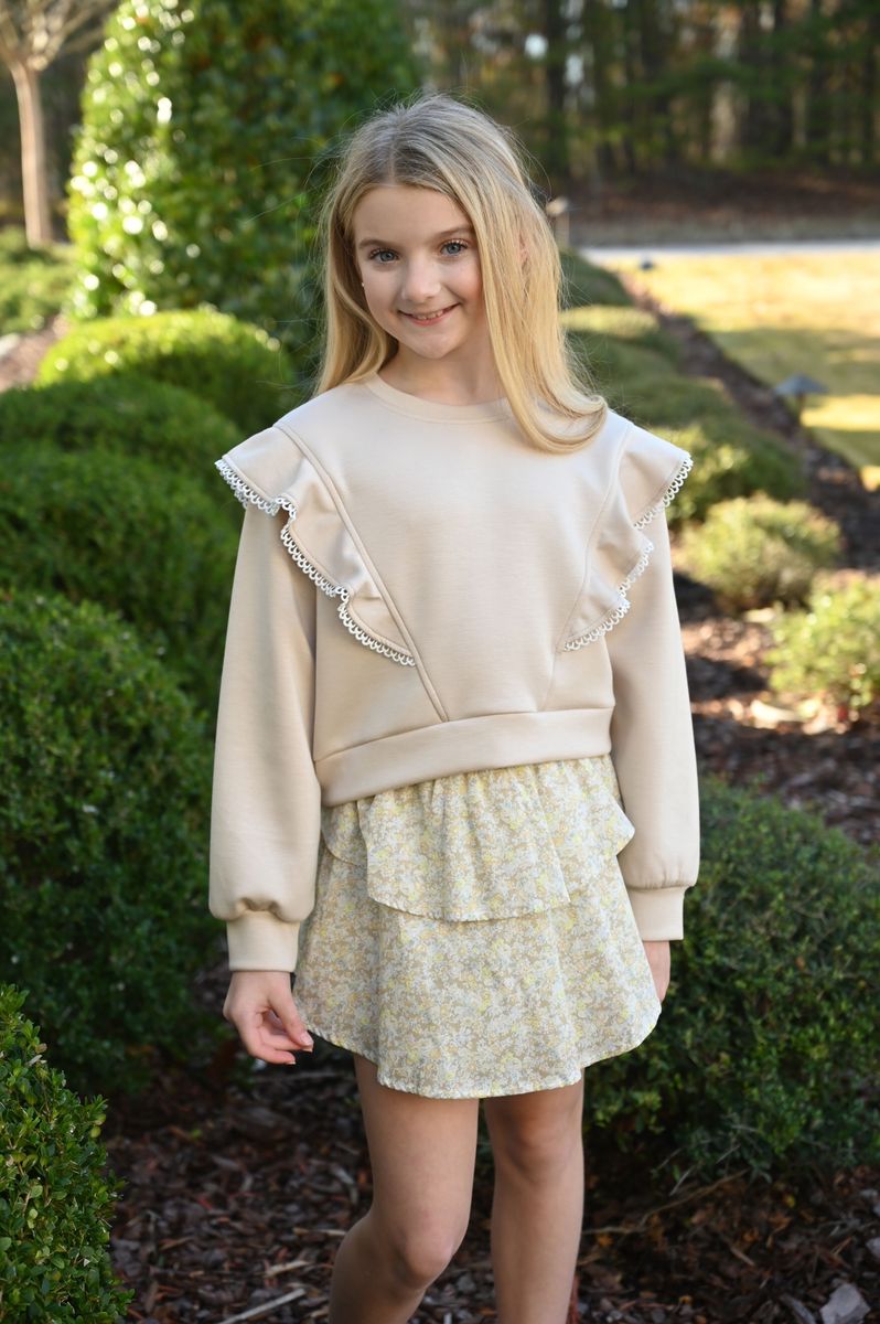 Pleat Parker Skirt - Icy Floral