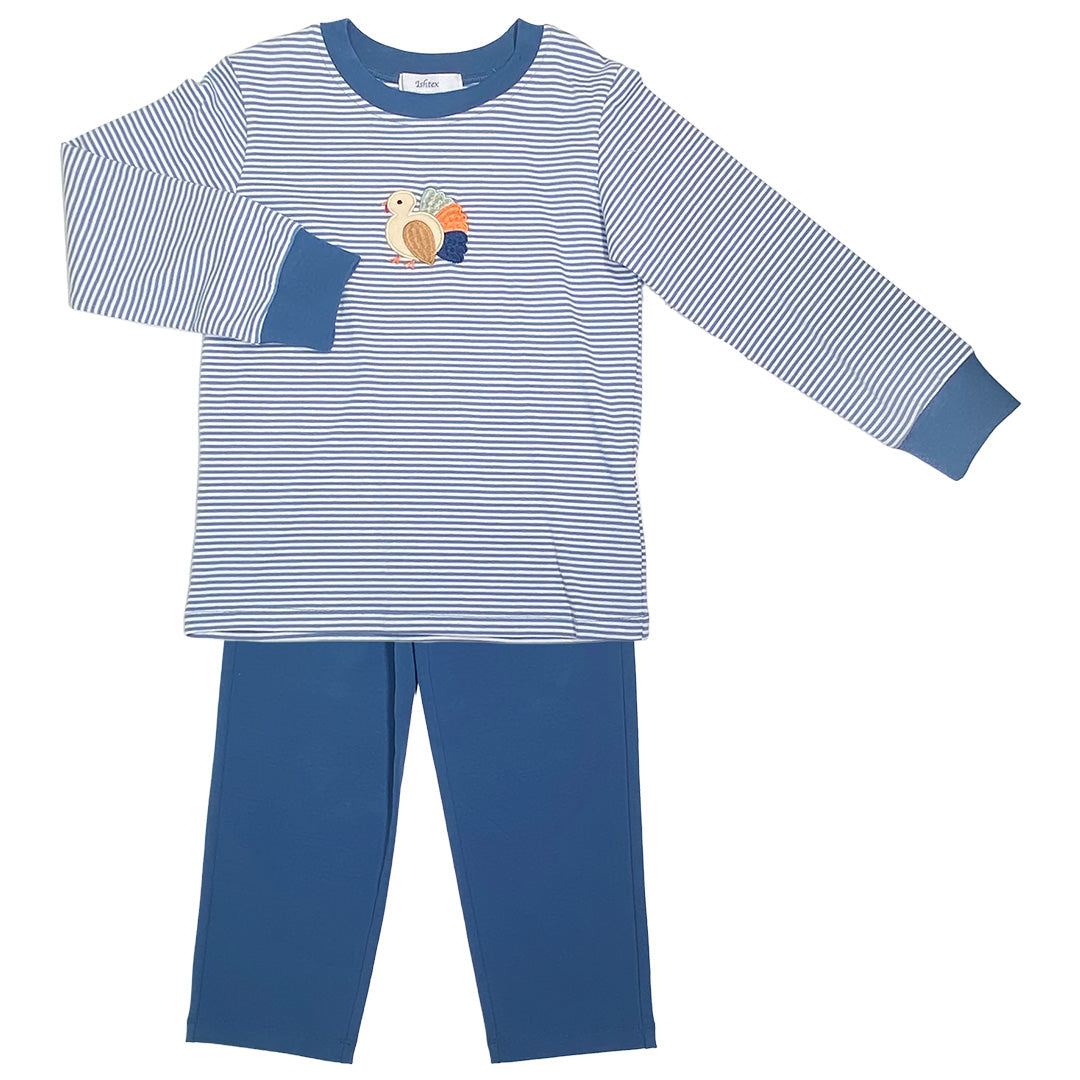 Turkey Knit - Blue Pants Set