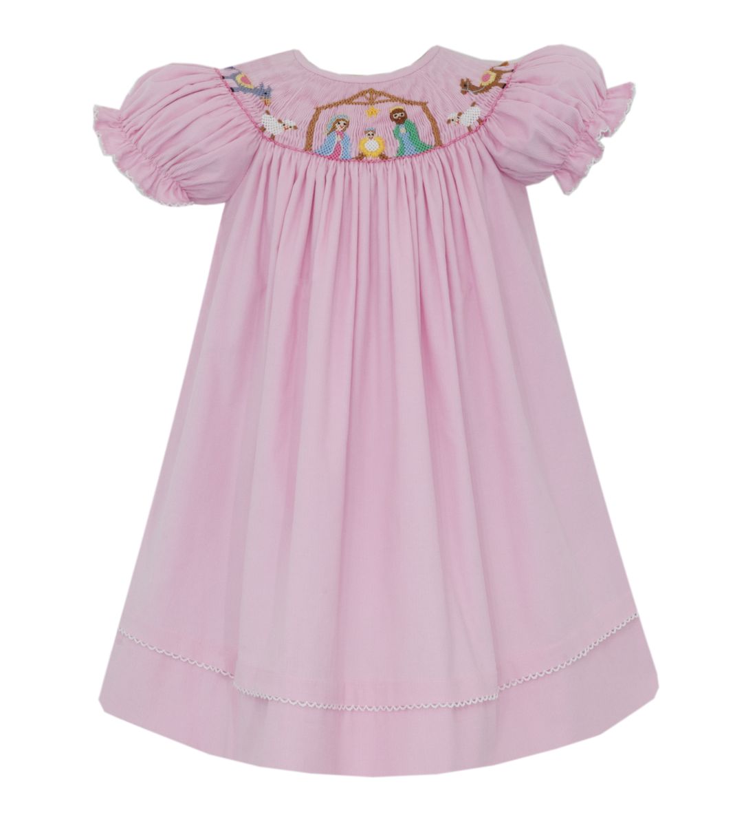 Nativity Smocked Pink Corduroy - Bishop Dress