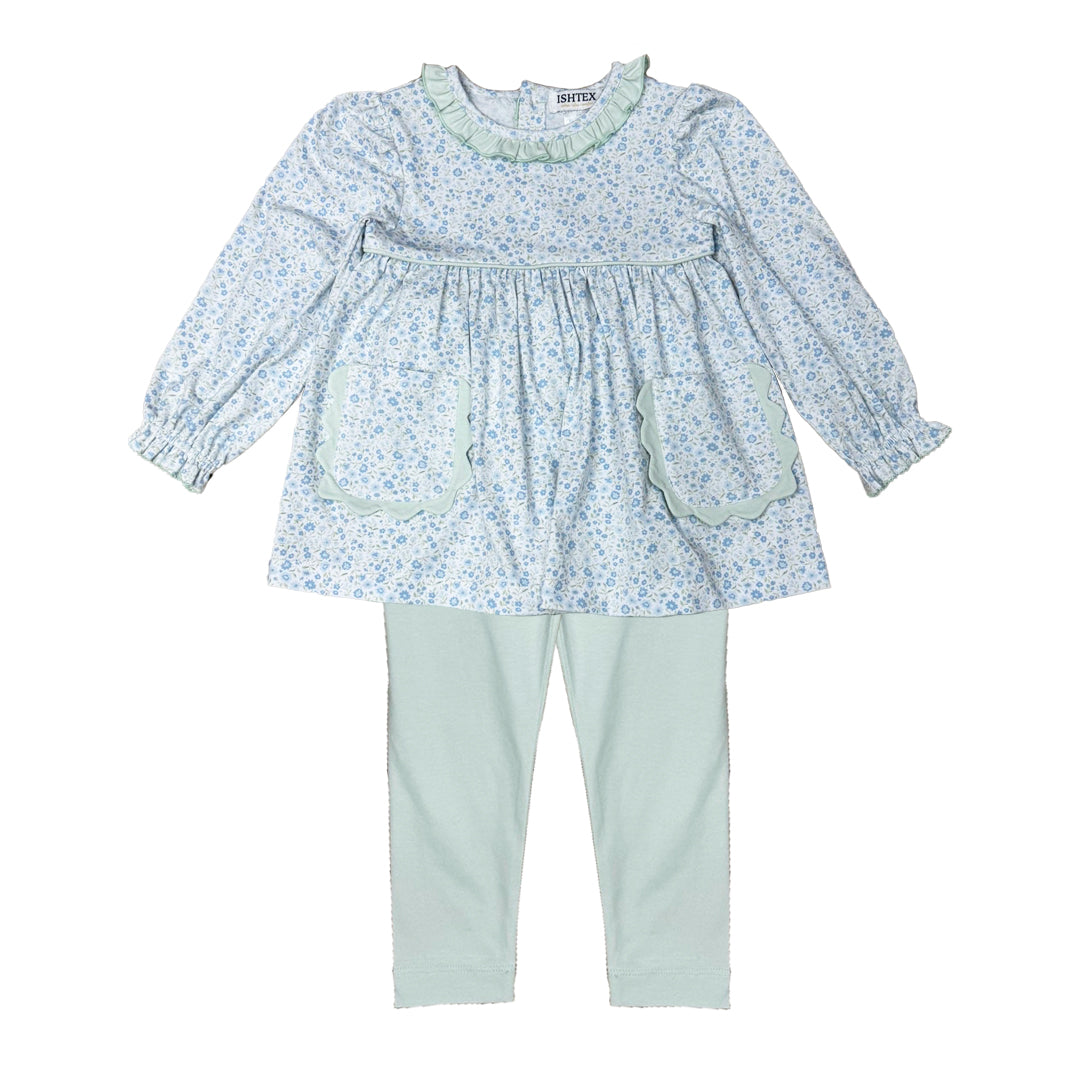 Ditsy Flower Scalloped Pocket Legging Set