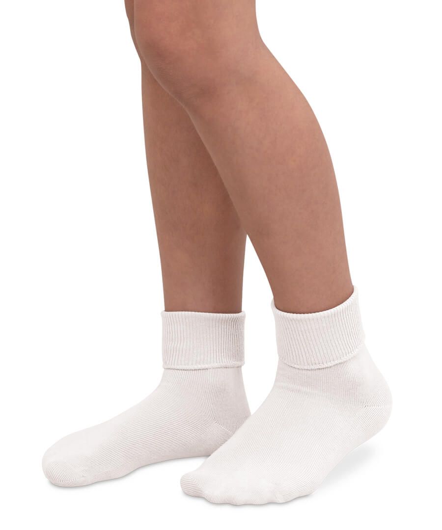 Jefferies Smooth Toe Turn Cuff Socks - White