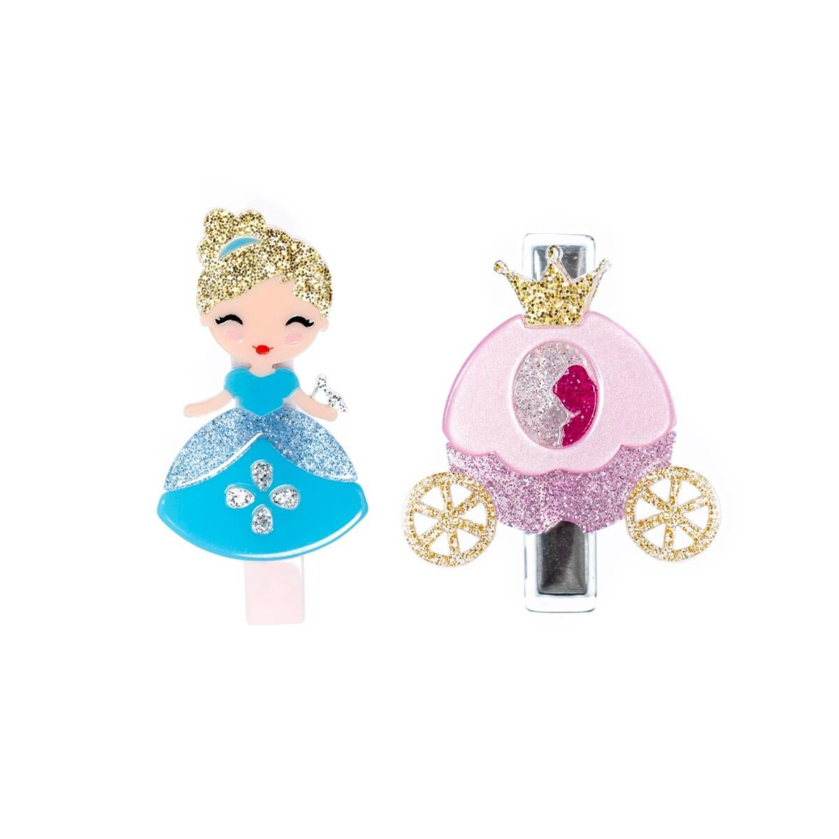 Cute Doll Hair Clips - Blue Dress & Carriage