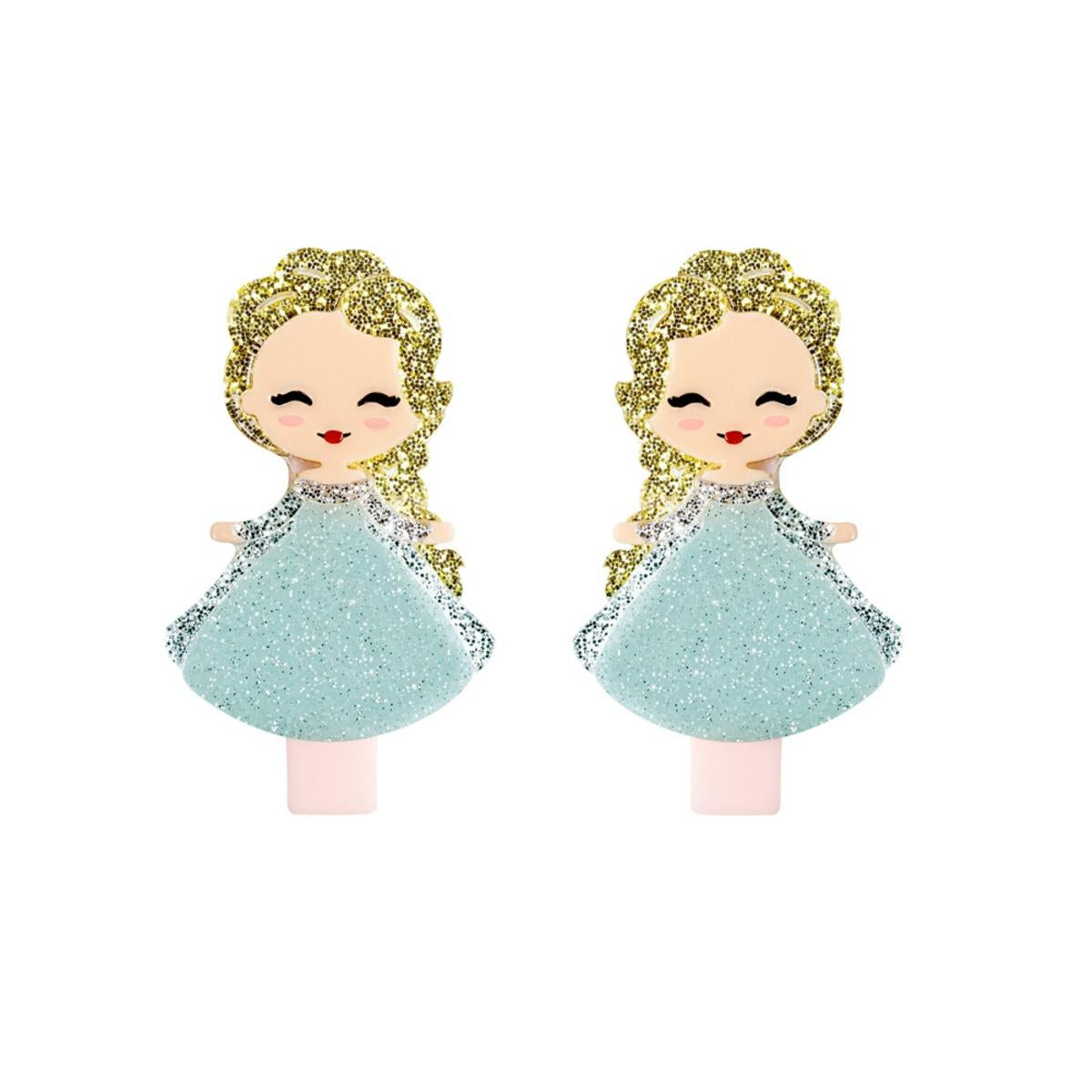 Cute Doll Hair Clips - Ice Blue Dress