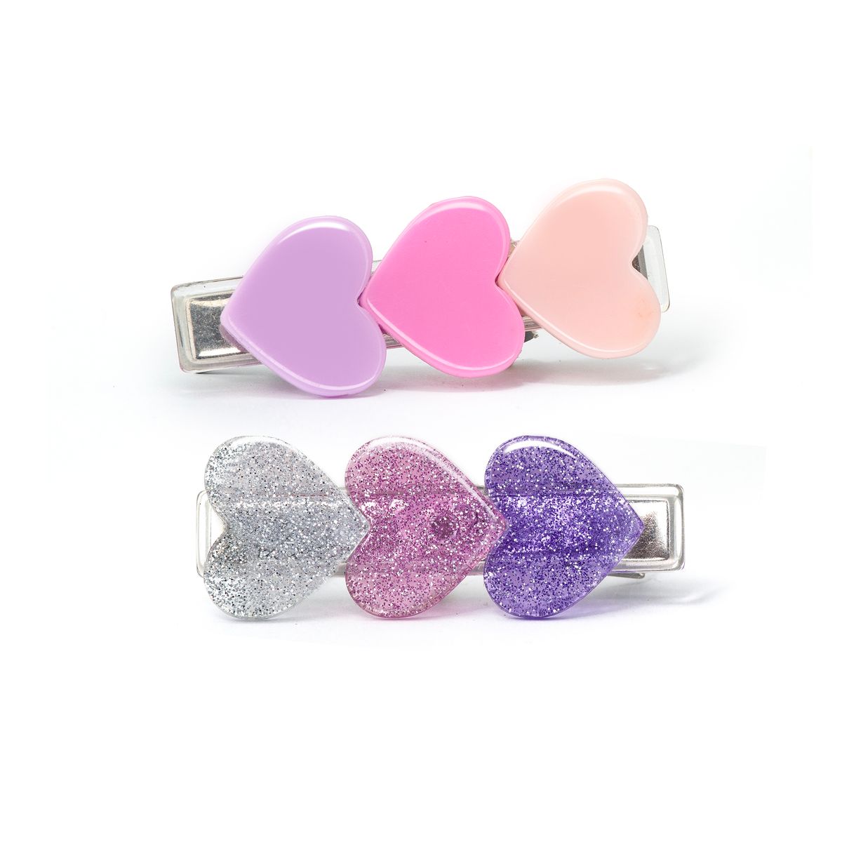 Pink and Purple Hearts Hair Clips, 2-Pack