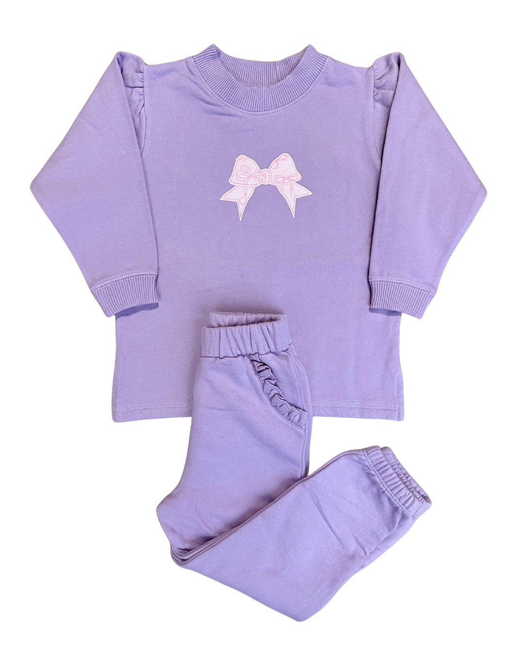 Luigi Fleece Ruffled Sweatsuit - Pink Ribbons