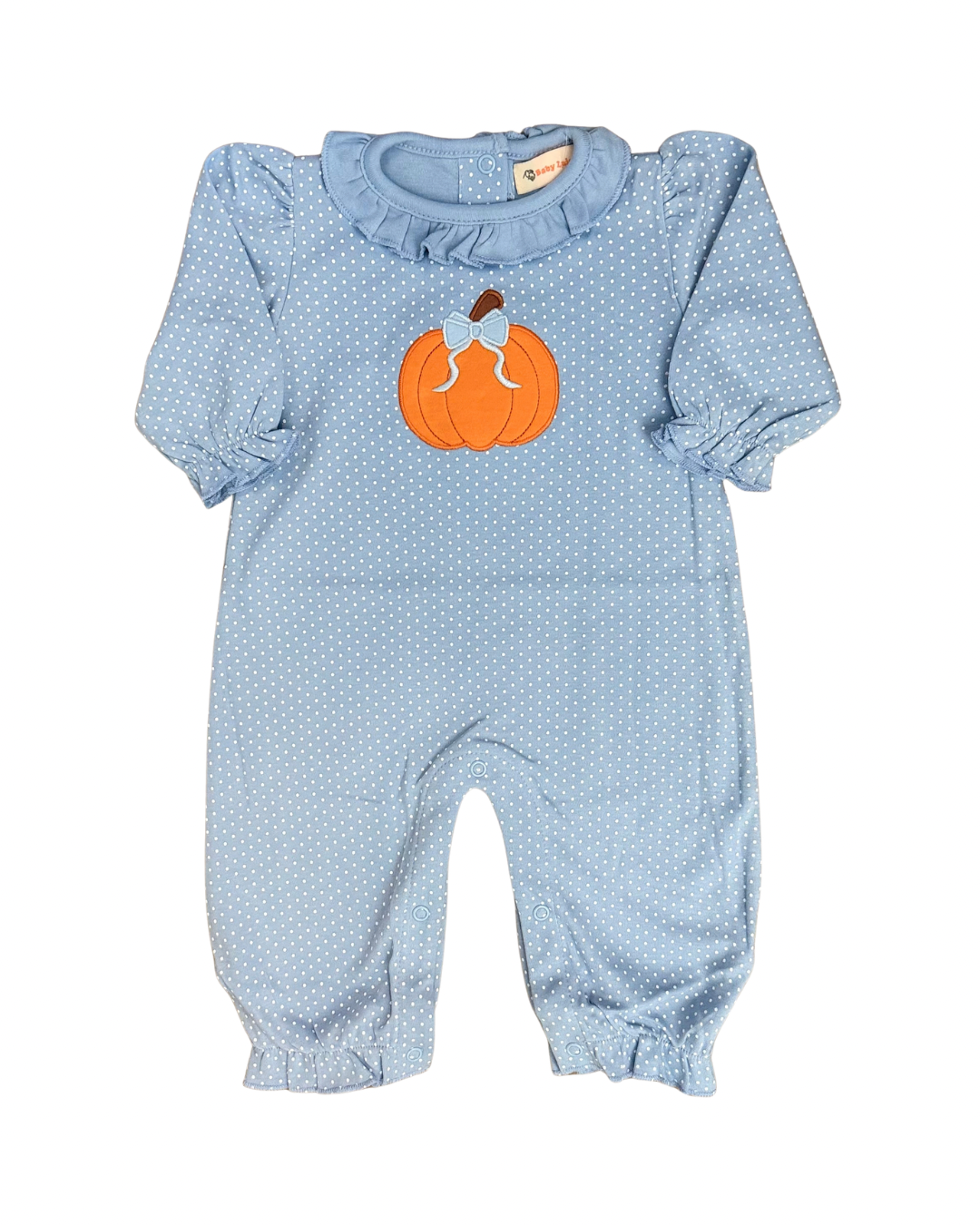 Luigi Ruffled Romper - Bitty Dot Pumpkin
