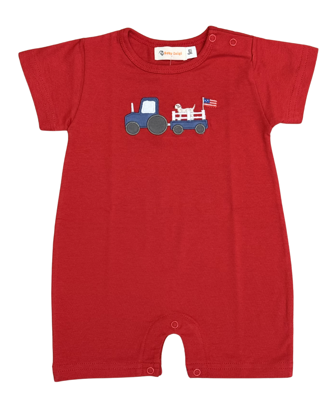Luigi Tractor w/Lab and Flag Romper