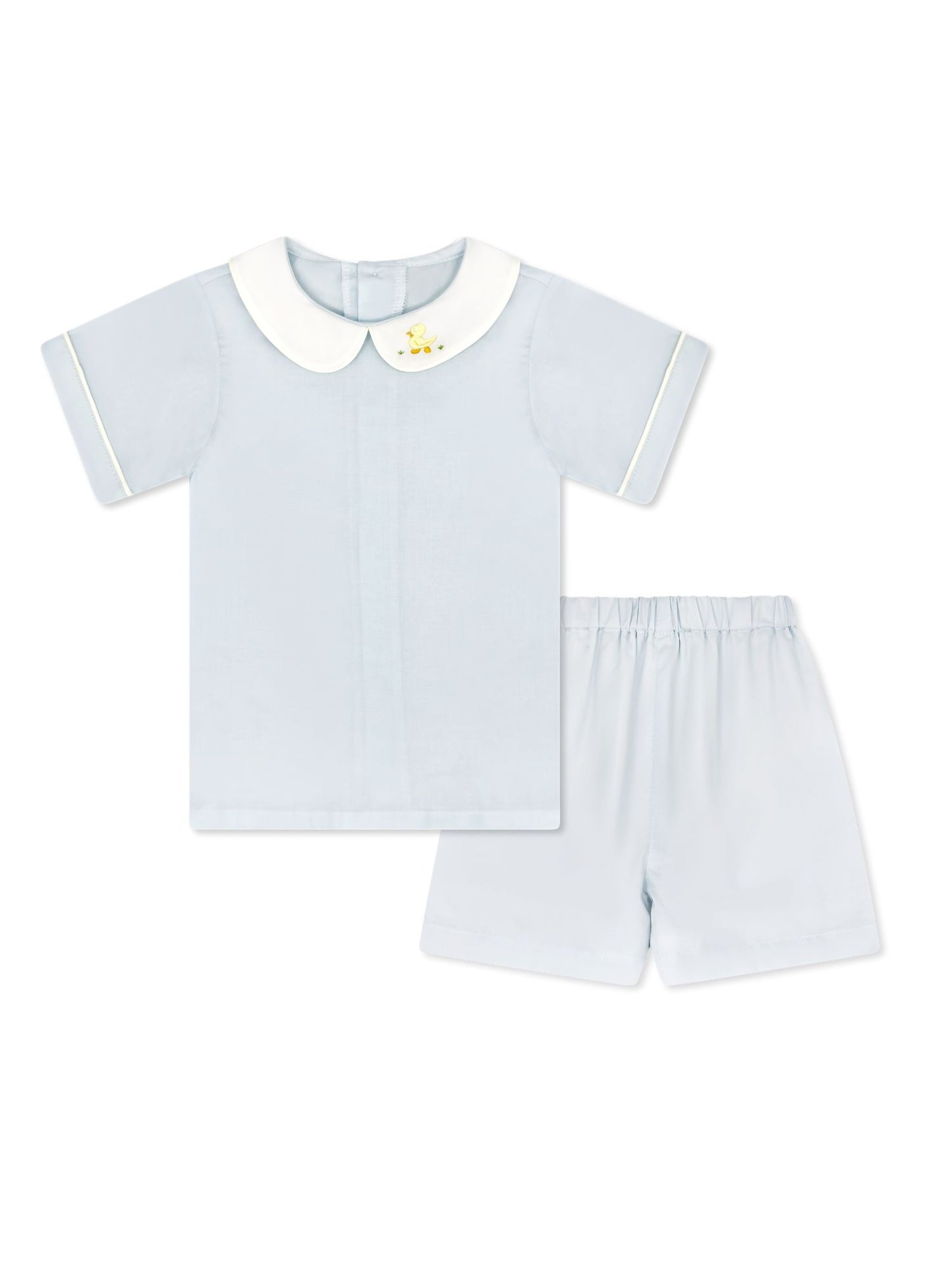 Sibley Short Set - Blessings Blue with Duck Embroidery