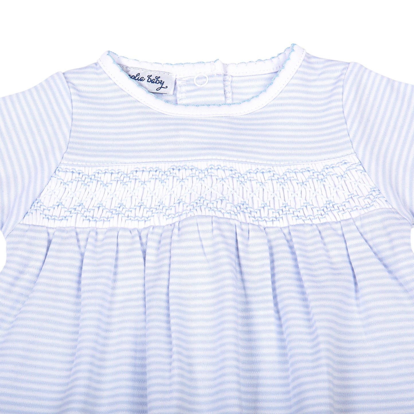 Blue Mini Stripes - Smocked Infant Gown