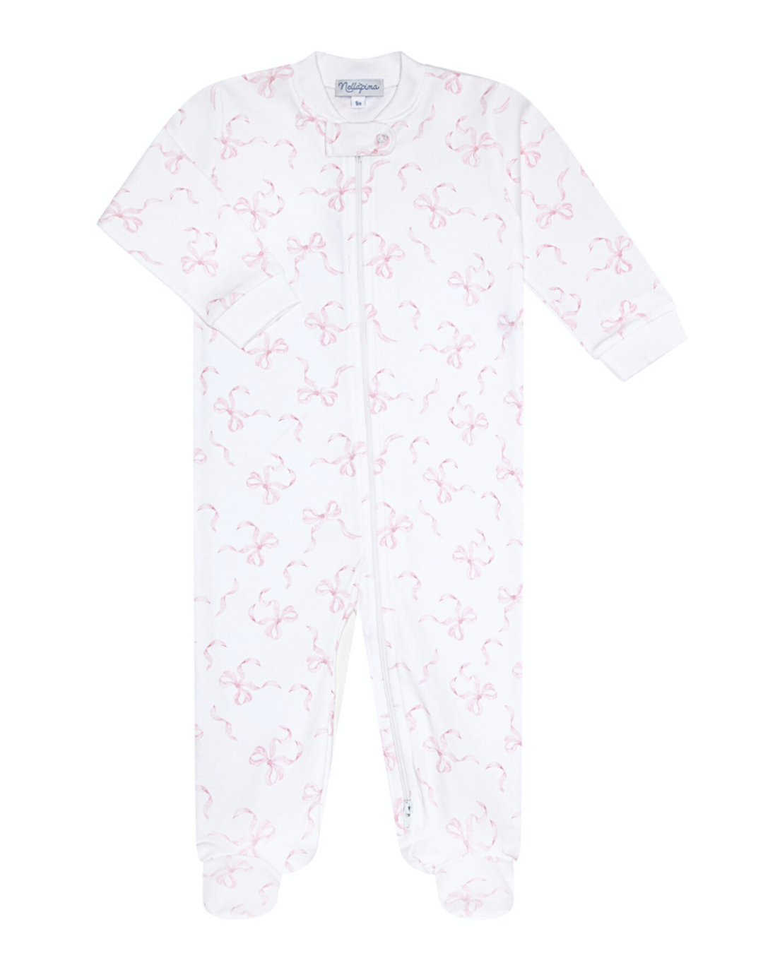 Charming Bows Pima Two-Way Zip Footie
