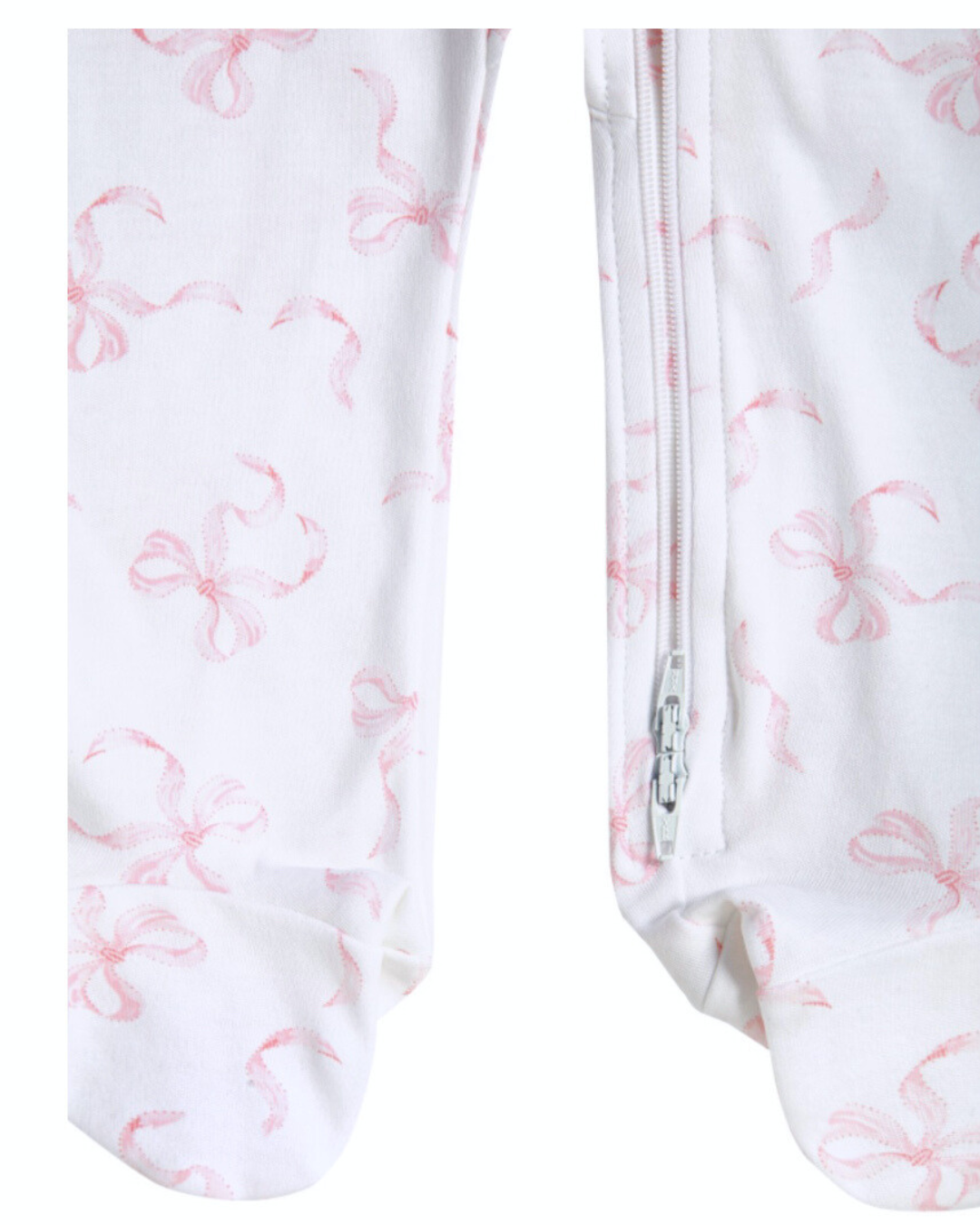 Charming Bows Pima Two-Way Zip Footie