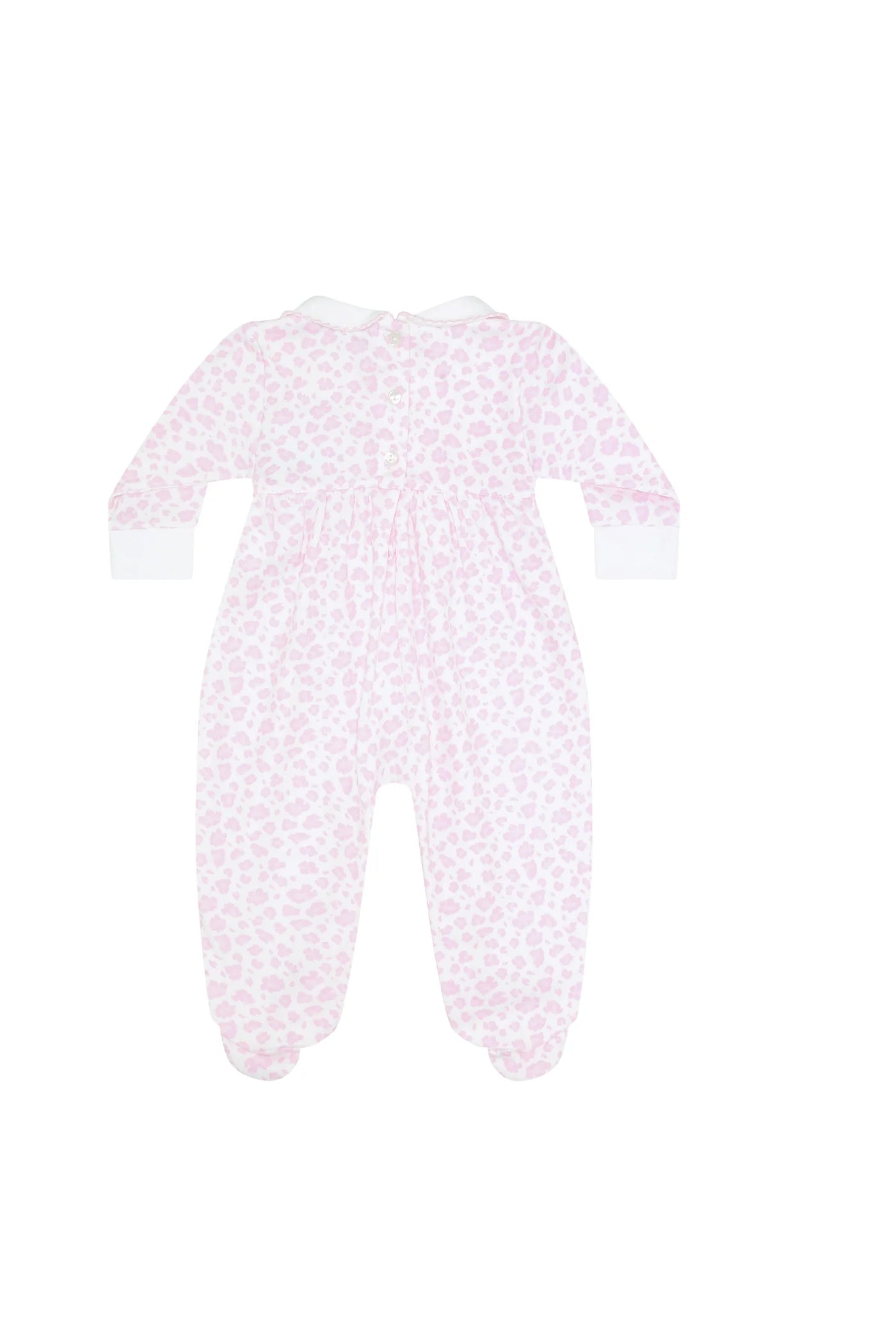 Pink Cheetah Print Smocked Pima Footie