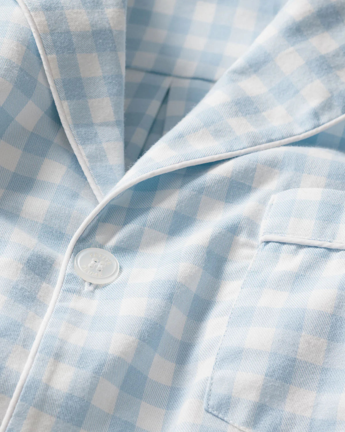 Blue Gingham - Twill Pajama Short Set
