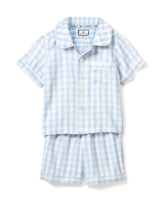 Blue Gingham - Twill Pajama Short Set