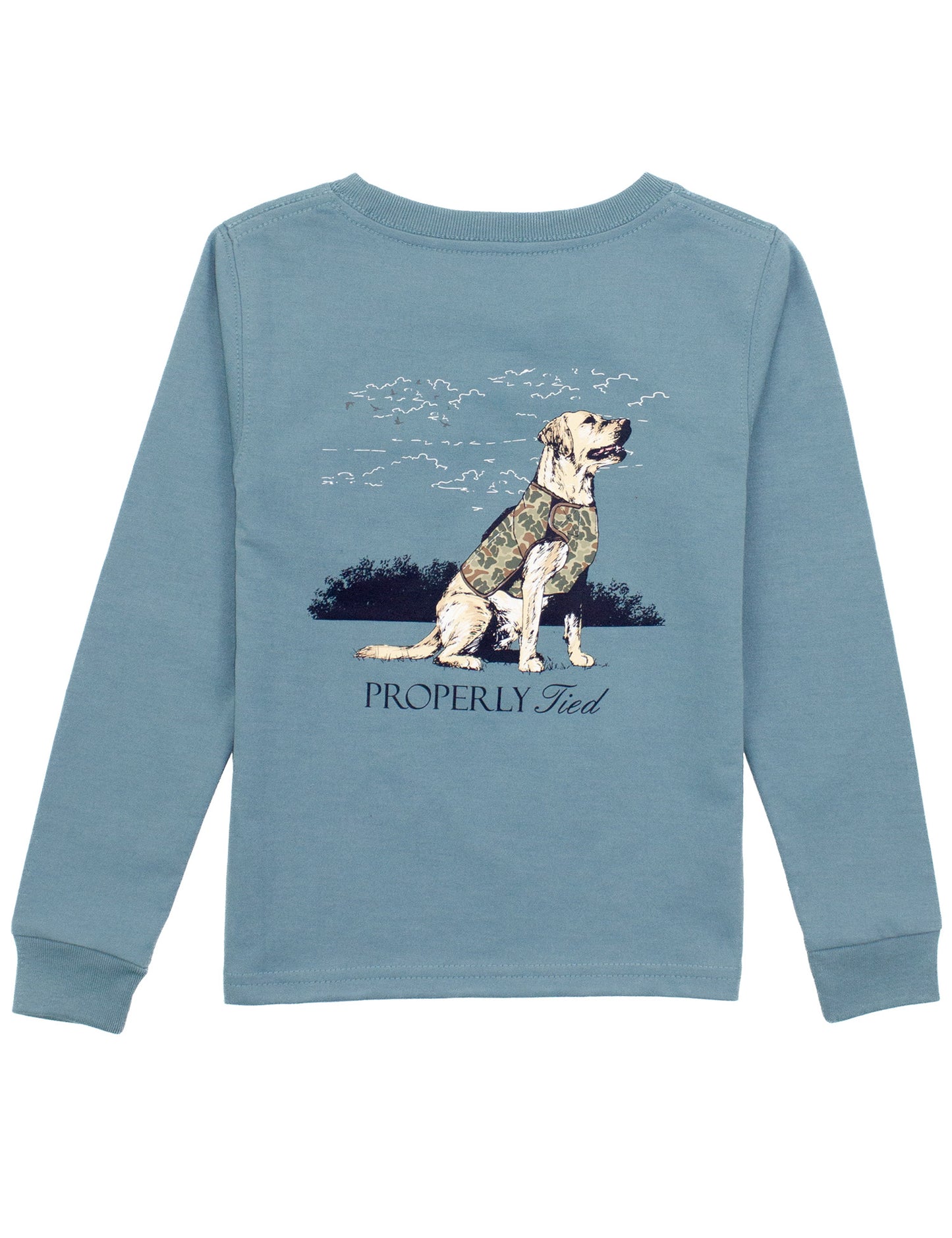 Properly Tied L/S Tee - Good Boy on Steel Blue