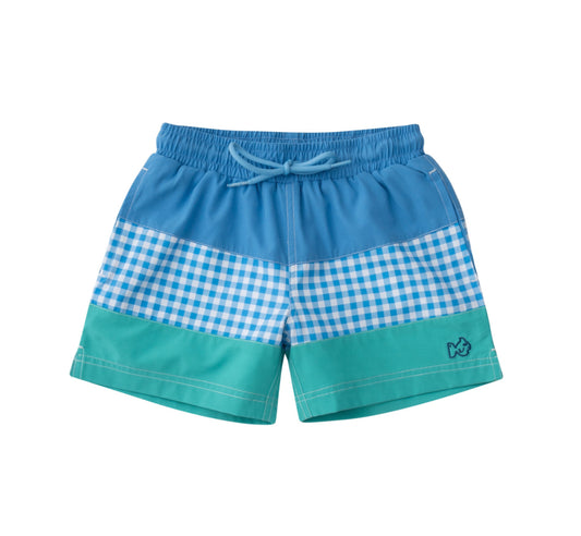 Boogie Board Swim Trunk - Marina Gingham Color block