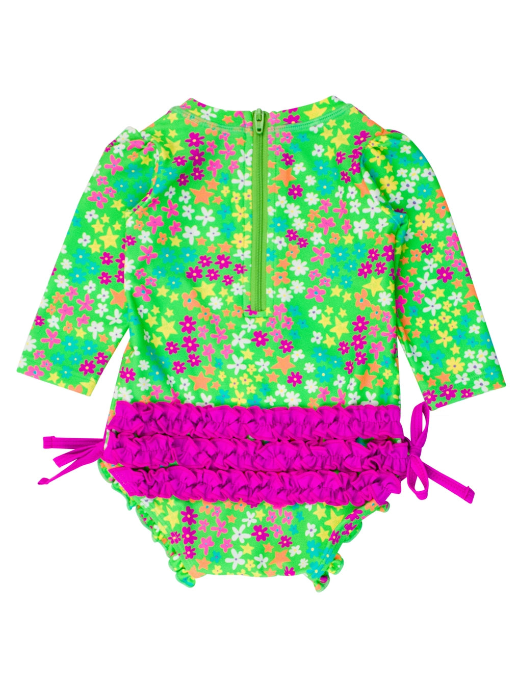 Neon Floral - Long Sleeve One Piece Rash Guard