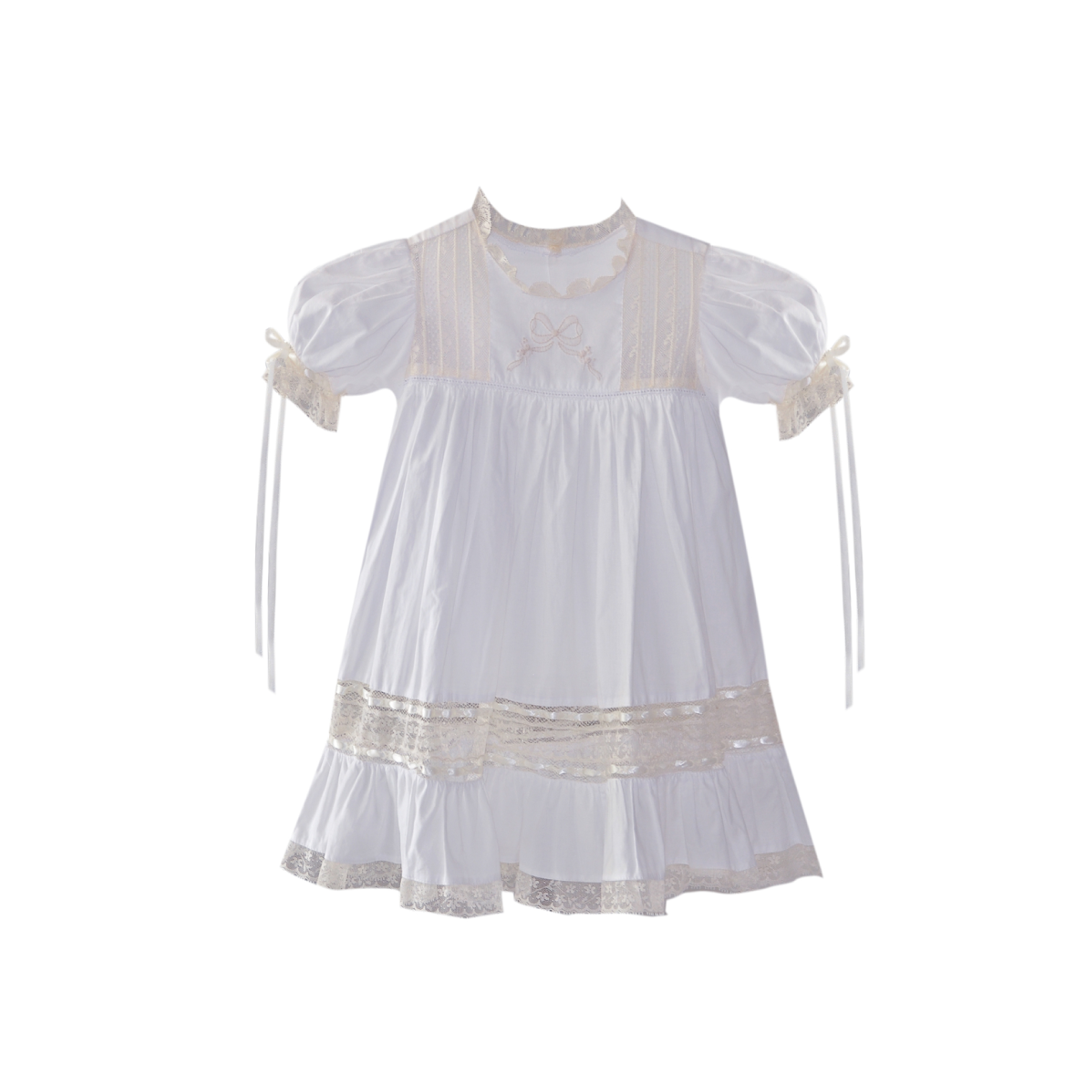 Hazel Heirloom Dress - White with Ecru
