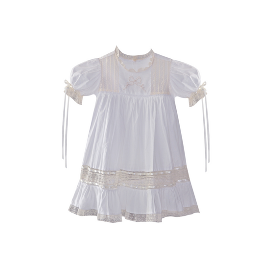 Hazel Heirloom Dress - White with Ecru