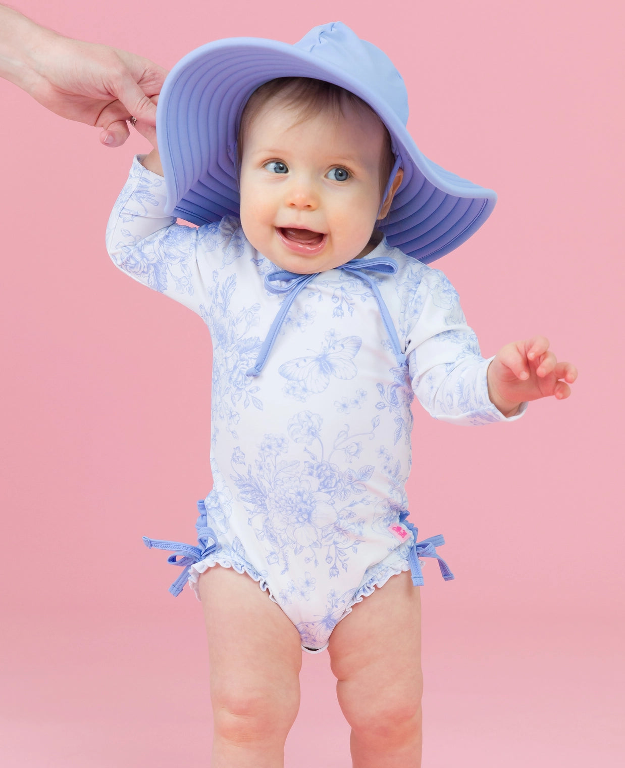 Periwinkle Butterfly Garden - Long Sleeve One Piece Rash Guard