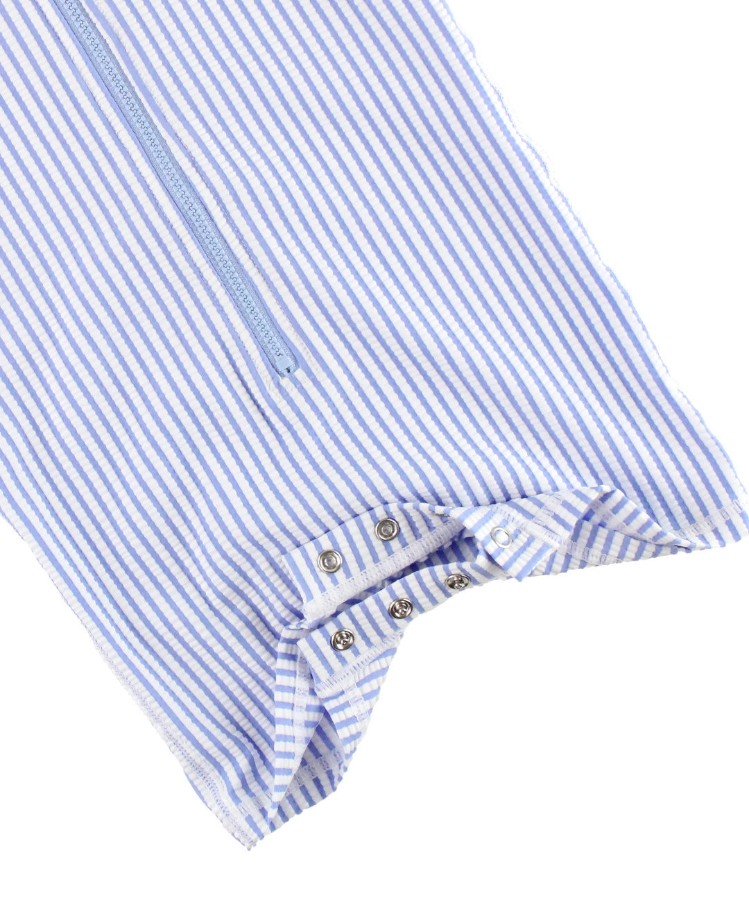 Periwinkle Blue Seersucker Baby Boys Short Sleeve One Piece Rash Guard