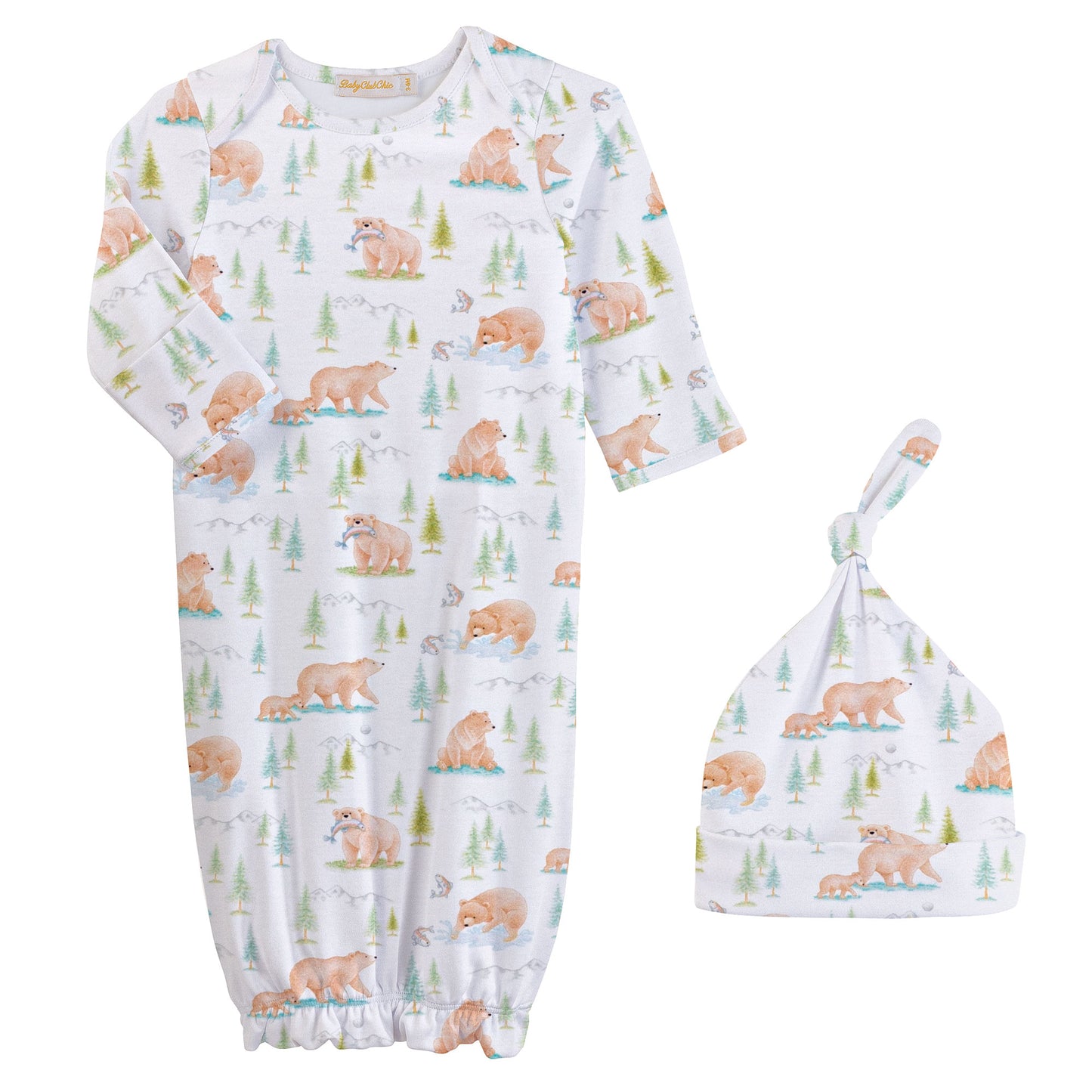 Woodland Bears Pima - Gown & Hat Set