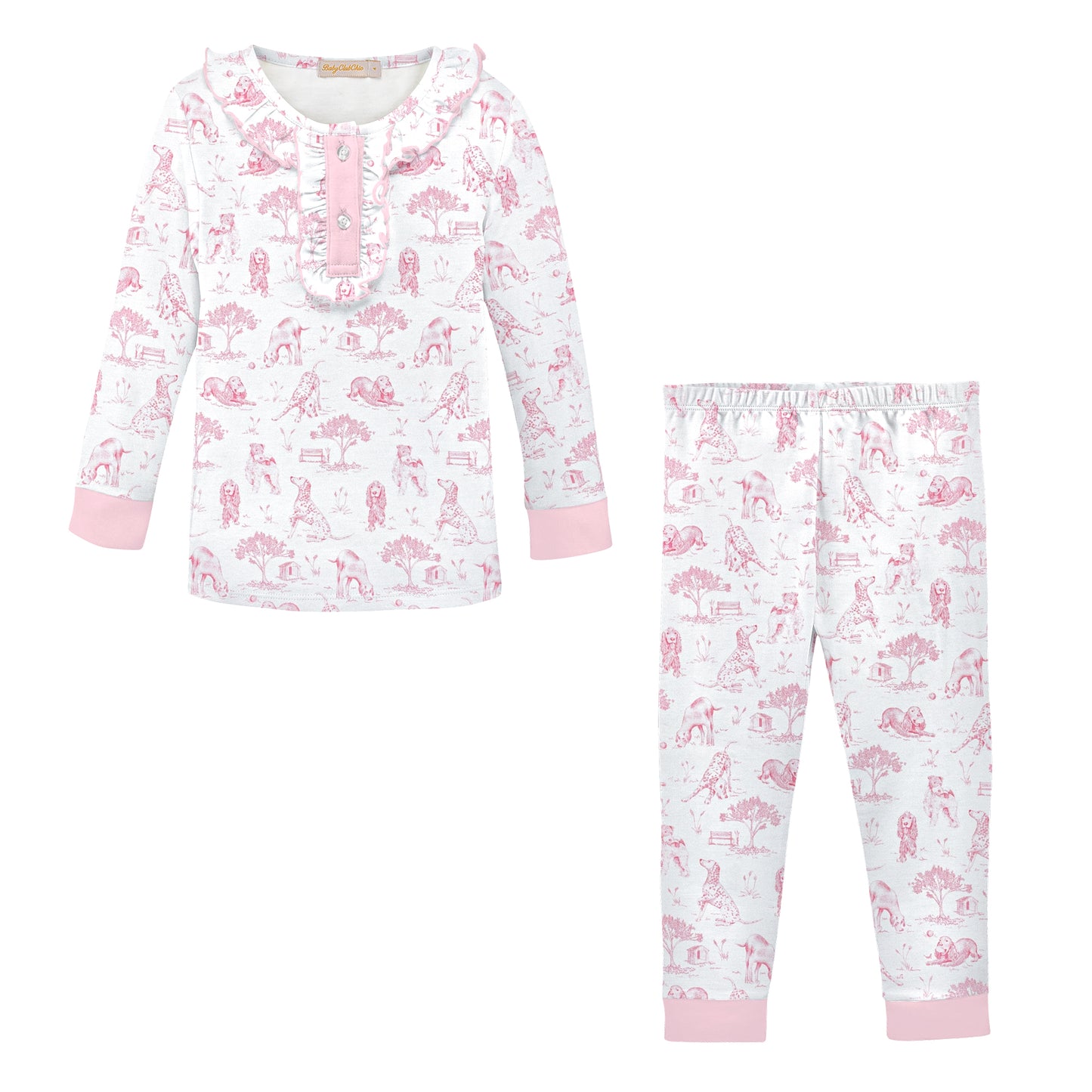 Barking Bliss Pink Pima - PJ Set w/Ruffles