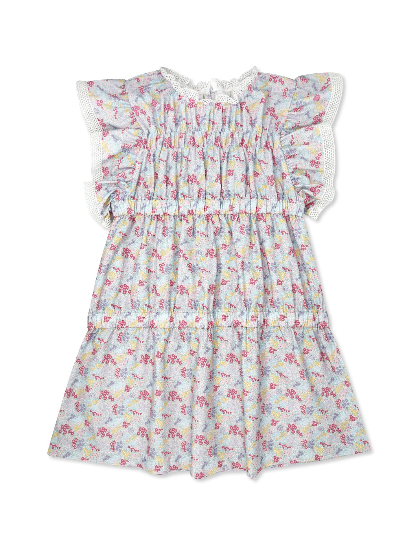Lily Dress - Joyful Blooms with Lace Trim