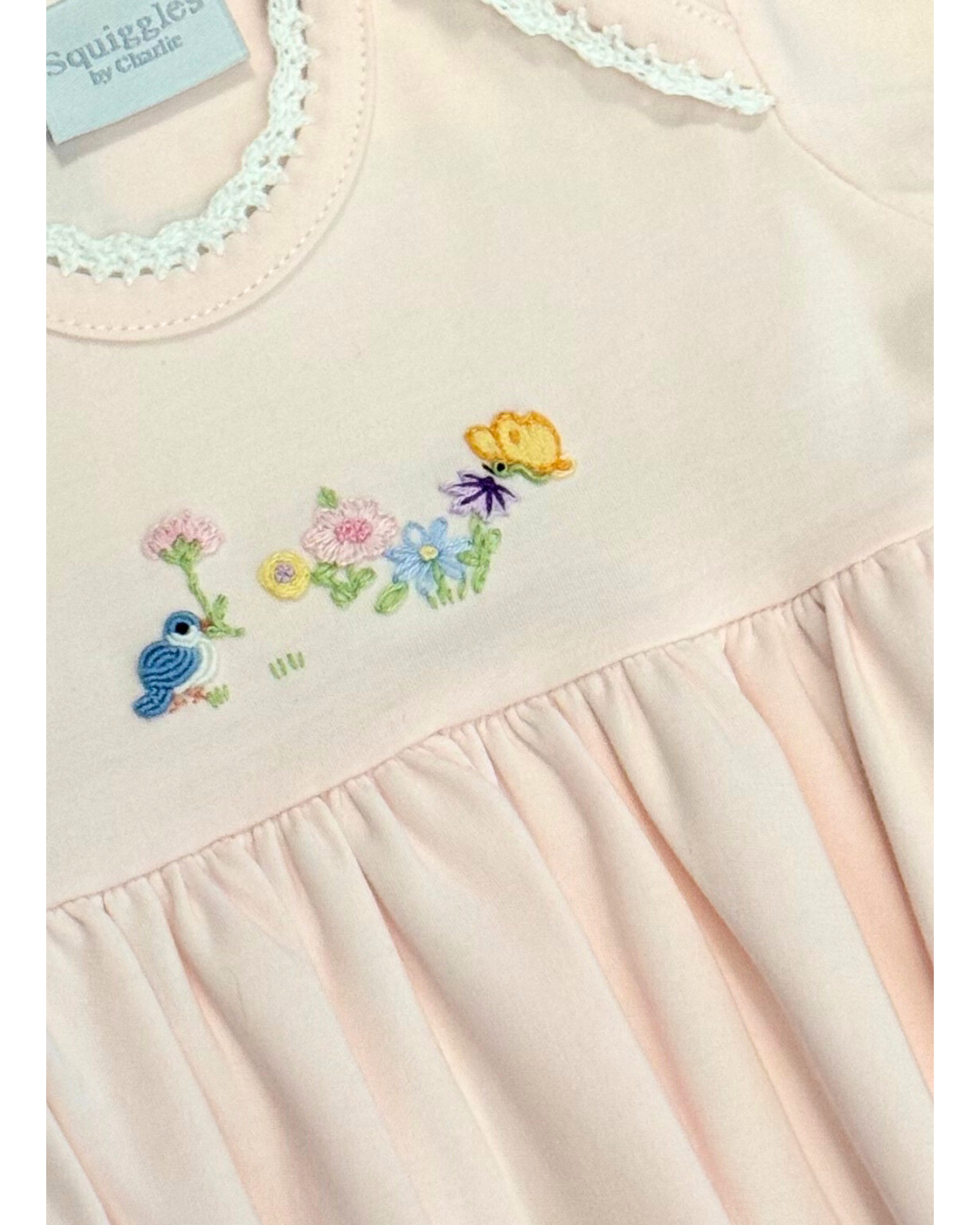 Squiggles - Bluebird Song Light Pink Infant Gown