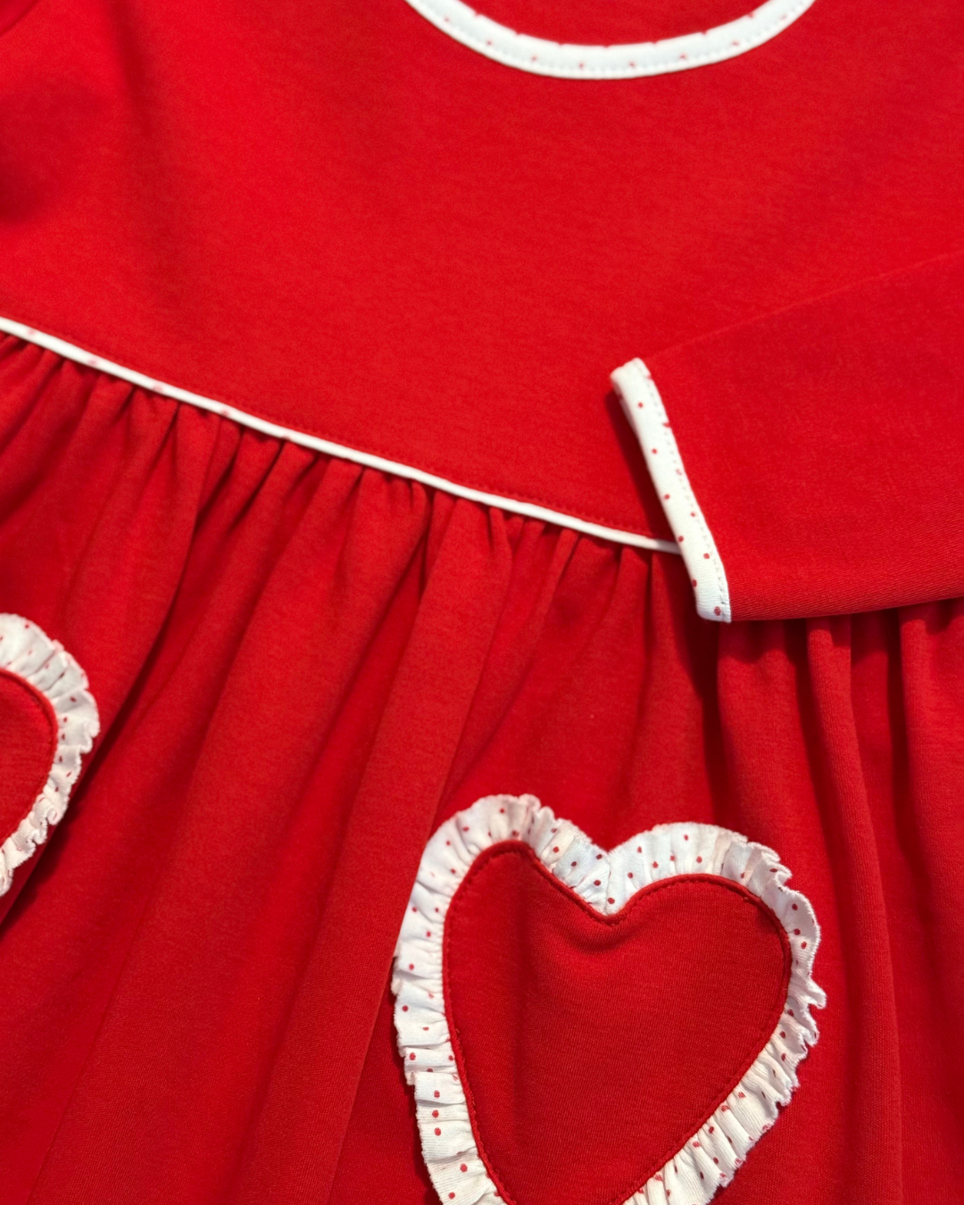 Squiggles - Red Heart Pocket Popover Dress