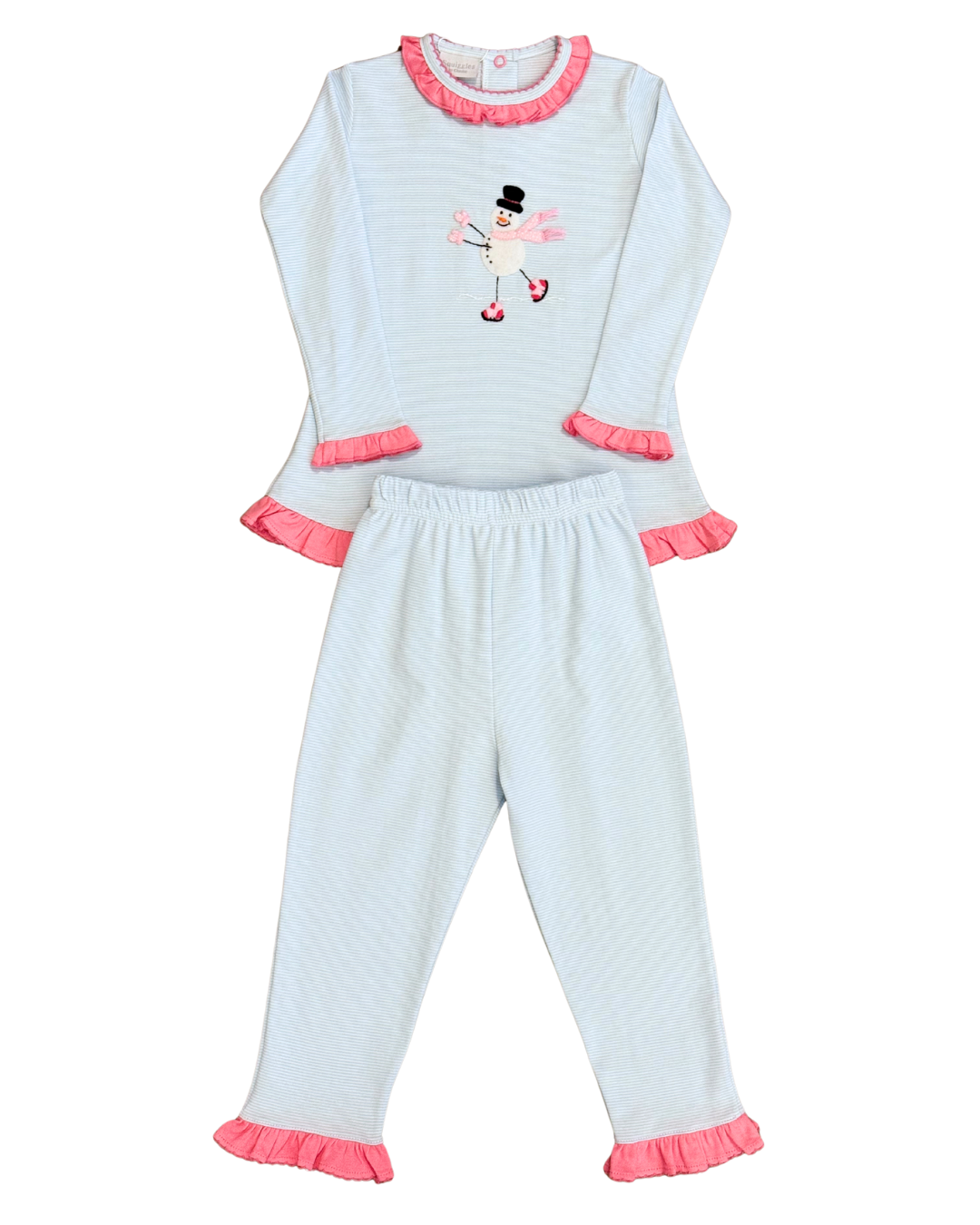 Squiggles - Pink Snowman Ruffled Pant Set