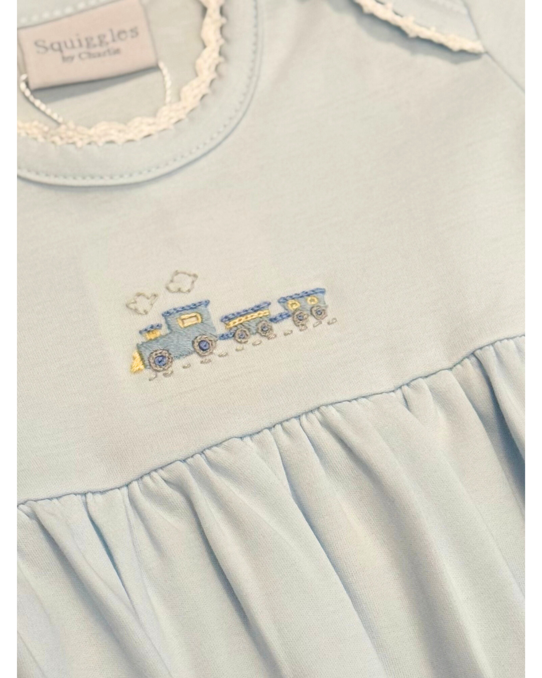 Squiggles - Choo Choo Light Blue Infant Gown