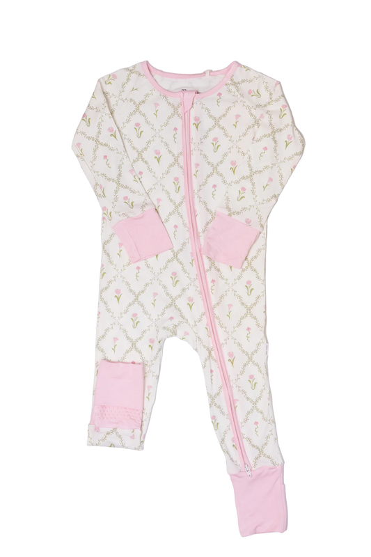 Flower Trellis - Bamboo Zippered Romper
