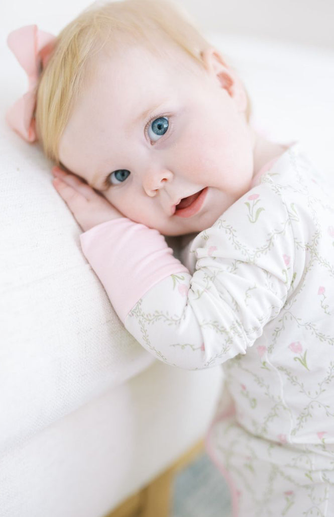 Flower Trellis - Bamboo Zippered Romper