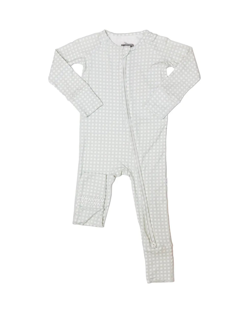 Mint Gingham - Bamboo Zippered Romper
