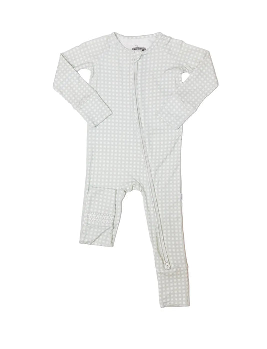 Mint Gingham - Bamboo Zippered Romper