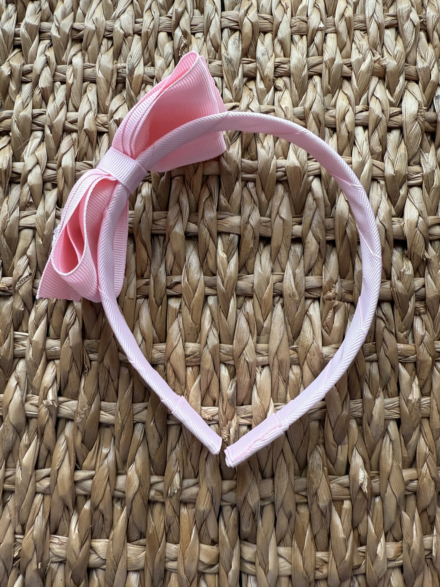 Strawberry Hand-Embroidered Pink Grosgrain Headband